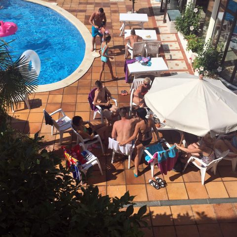 Families chilling on the terrace